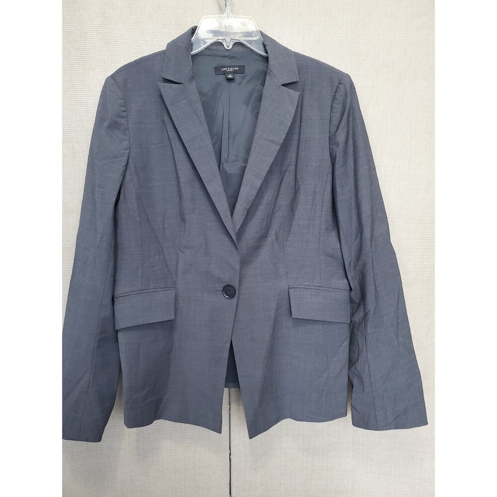 Ann Taylor Gray Wool Blend One-Button Blazer Size 12